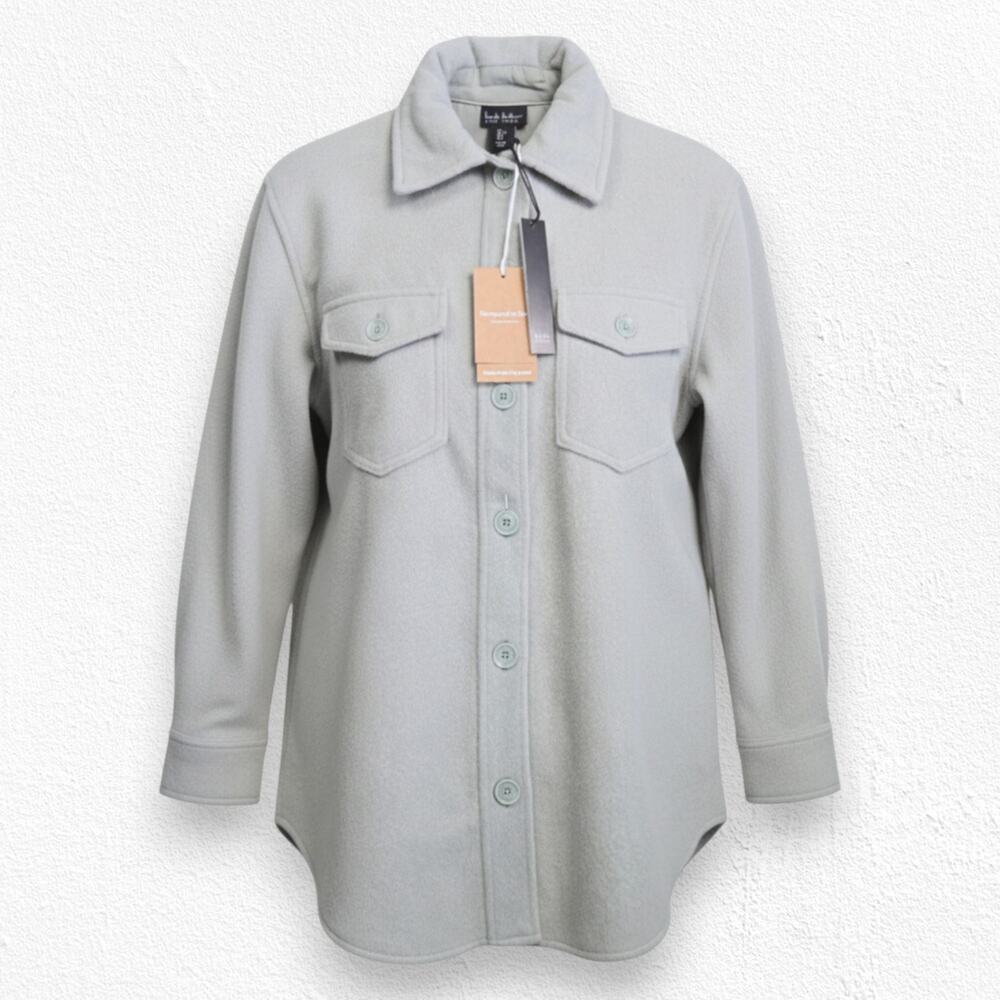 Nicole Miller Sage Green Brushed Knit Button Down Classic Shacket Size Small